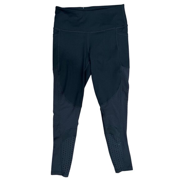 Victoria Sport VSX Black Mesh Leggings Small High-Waisted 7/8 Length Stretch Act - Picture 2 of 4